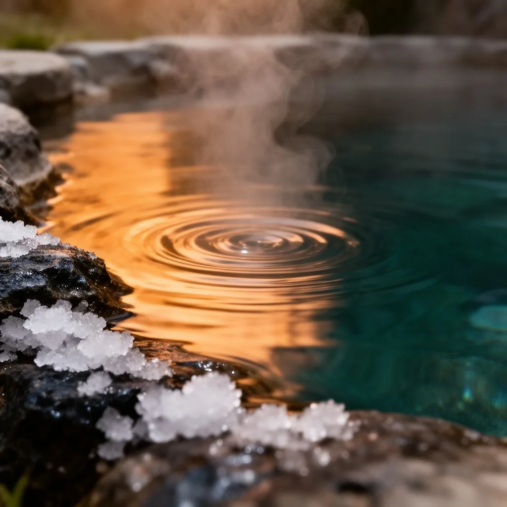 Agua termal mineralizada en primer plano