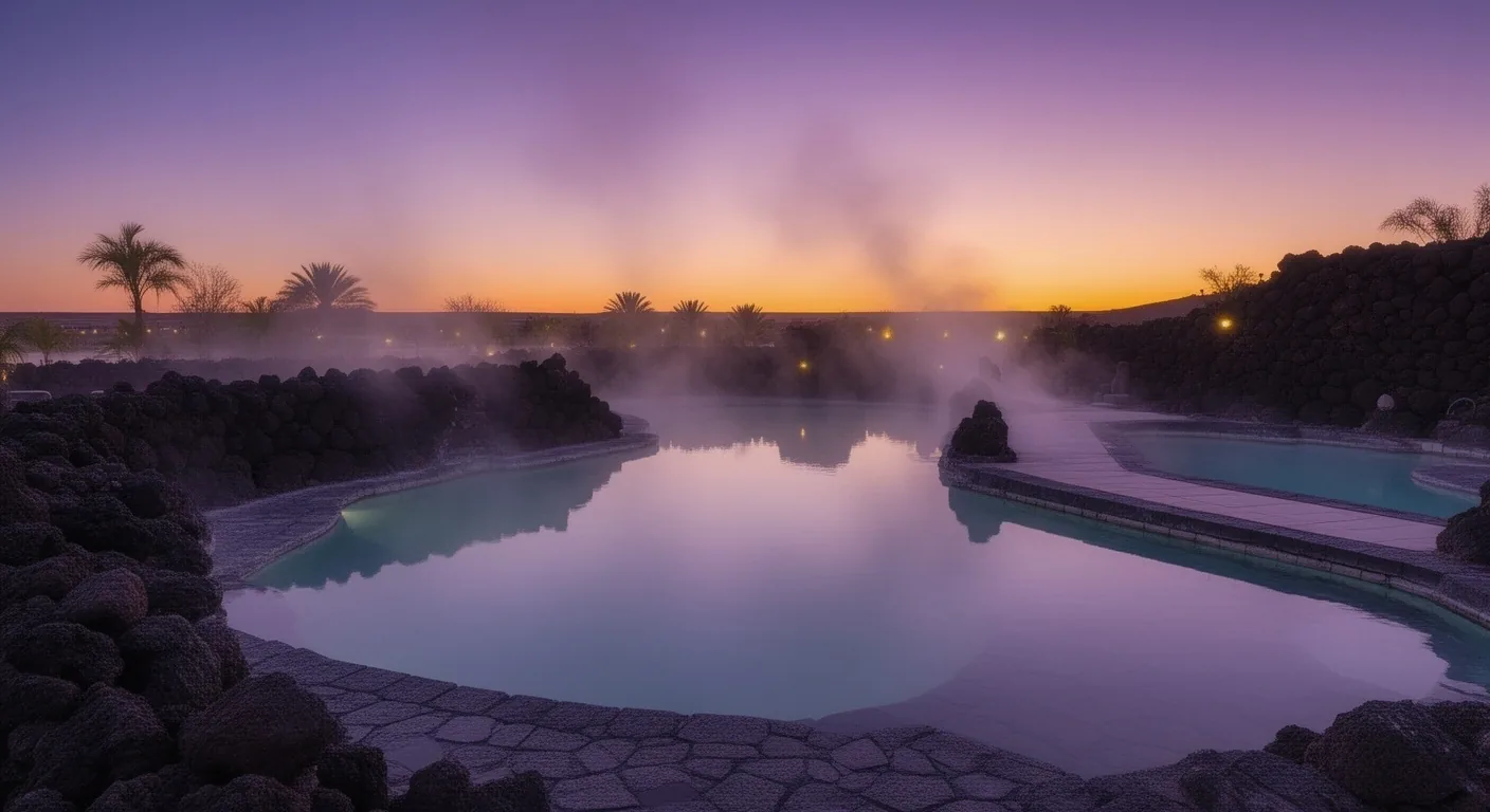 Aguas termales argentinas al anochecer