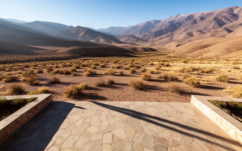 Paisaje montañoso seco en Mendoza con cielo despejado